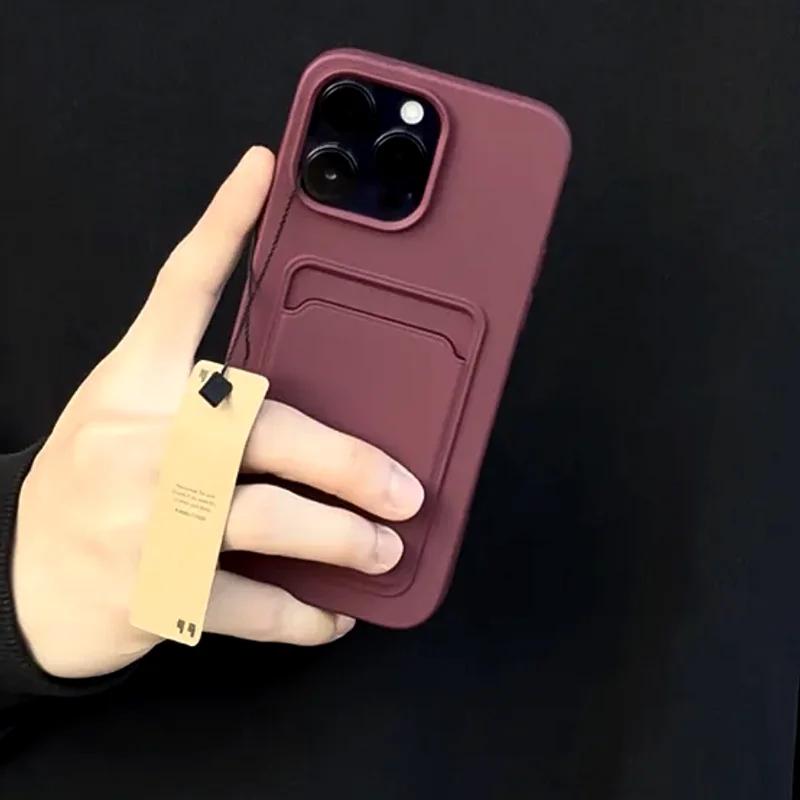Luxury Card Bag Slot Holder Pocket Case For iPhone 17 16 15 14 13 12 11 Pro Max XS XR X 8 7 Plus Soft Silicone Shockproof Cover