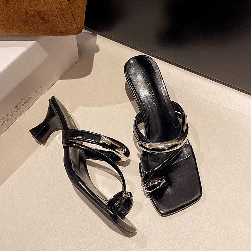 Fashion Women High Heel Sandals Summer New Fashion Square Toe Open Toe Women Elegant Casual Comfortable Black High Heel Sandals