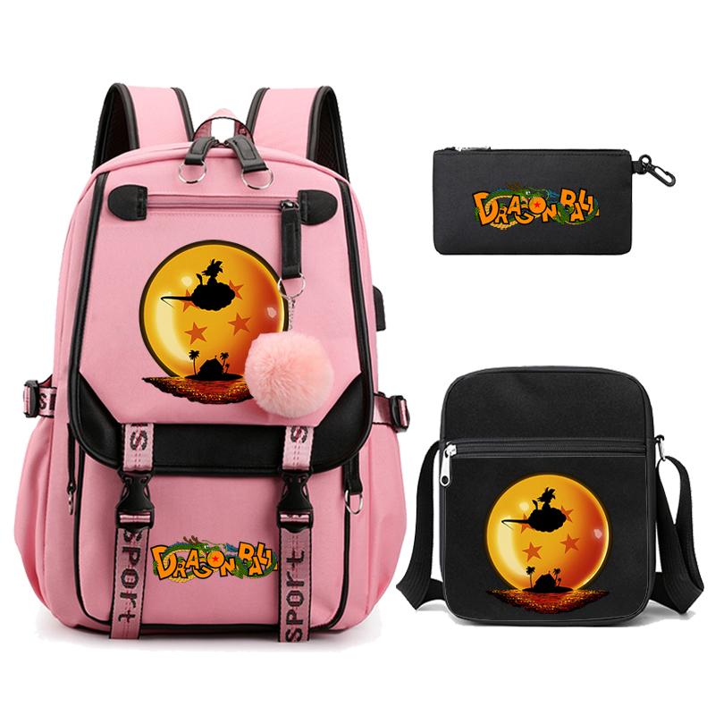 3Pcs/set Anime Dragon Ball Daily Laptop Backpack Lightweight bag for Men Women Travel Bag Student Girl Boy Back To School Unisex Bagpack Mochila