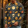 Men's Halloween Print Crewneck Long Sleeve T-Shirt for Casual Wear