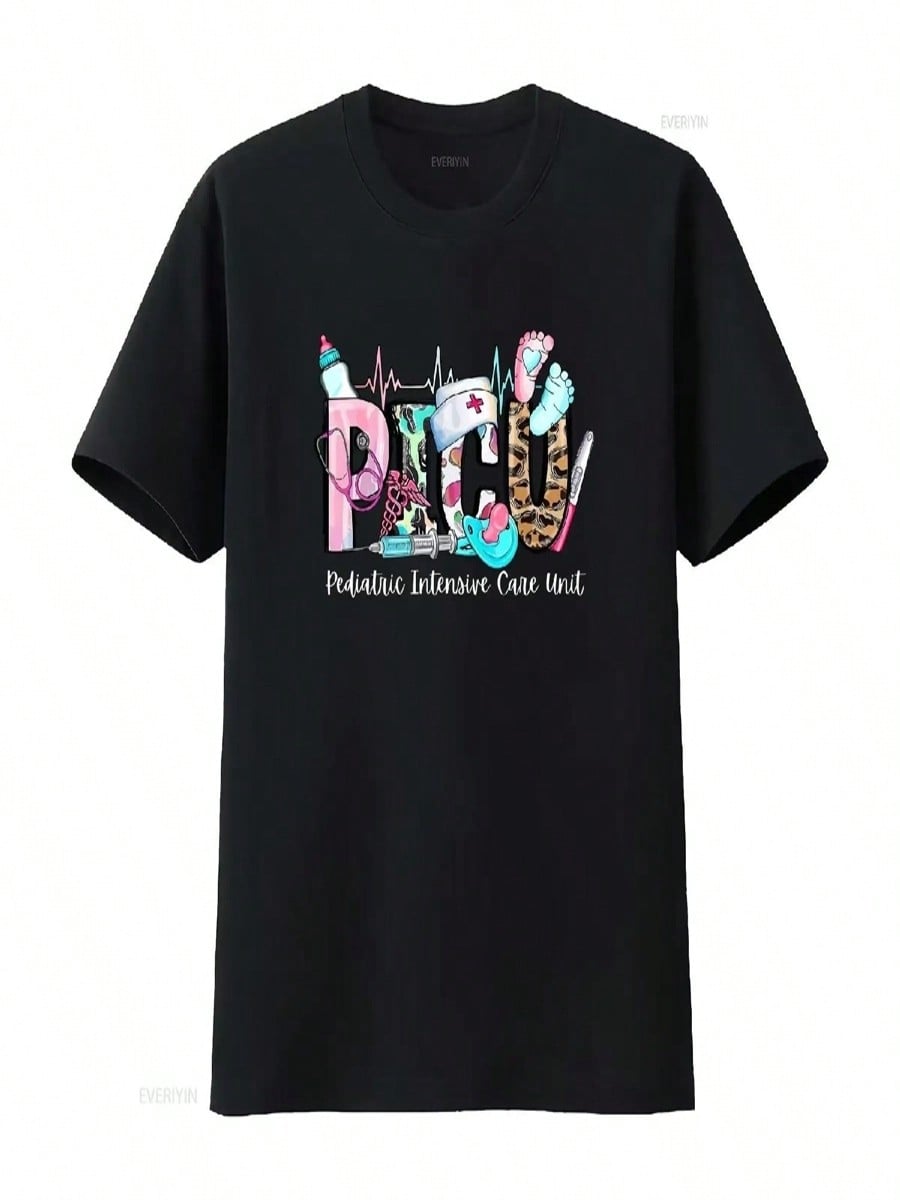 PICU Nurse T Shirt Pediatric Intensive Care Unit Vintage Washed Slightly Casual Designer Clothes Breathable Stretched S разноцветный