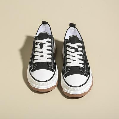 2024 Women's Sports Shoes 2024 Spring Autumn Round Toe Casual Thick-soled Lace-up Canvas Shoes Outdoor Running Women Vulcanized Shoes