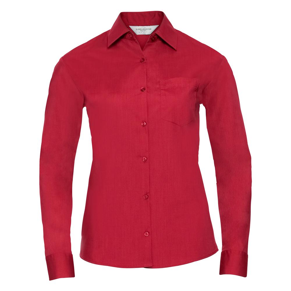 Russell Collection Womens/Ladies Classic Polycotton Easy-Care Long-Sleeved Shirt