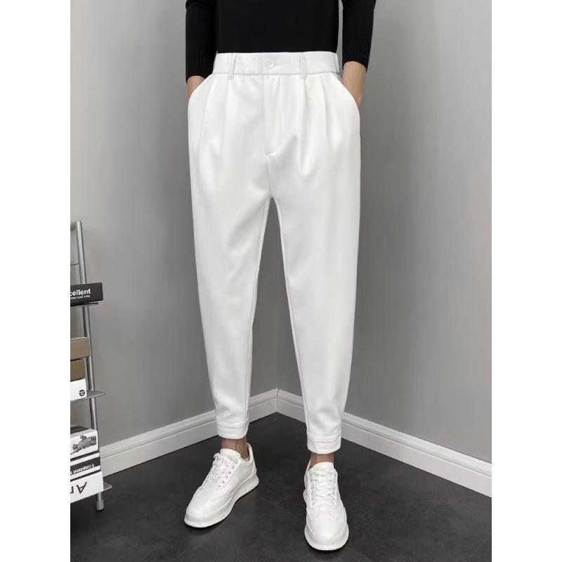 

Узкие брюки Nine Point в корейском стиле для мужчин — весна и осень, однотонные, повседневные и универсальные. M белый