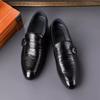 Fashion Italian Breathable Mens Pointed Loafers Fashion Slip-on Casual Leather Shoes for Wedding Business Prom Formal Wear Walking Shoes