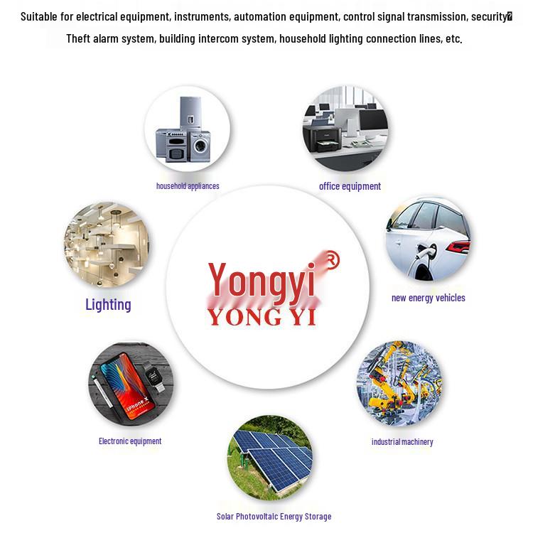 YongYi Zhujiang 3-Core RVV Sheathed Copper Power Cable, National Standard, 4+1 Core Oxygen-Free Copper, 4/6/10 sq mm.