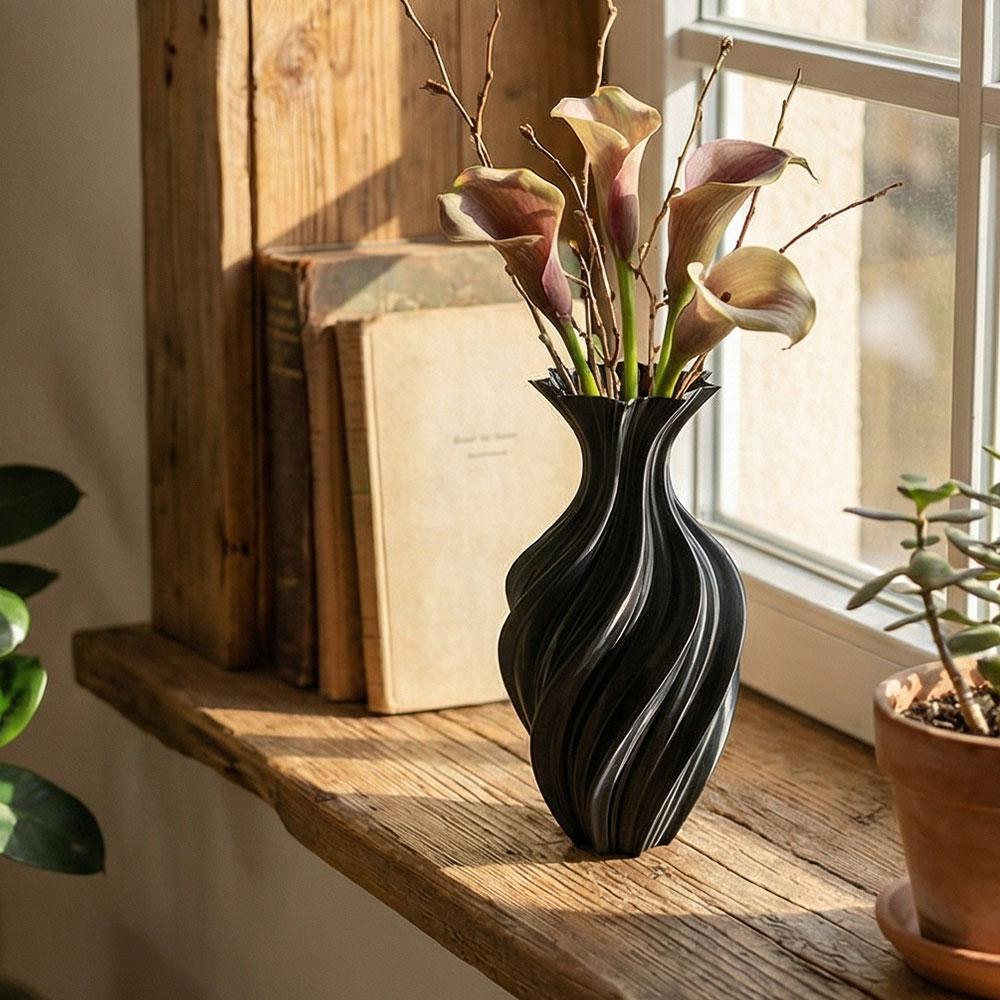 Nordic Flower Vase Room Decor Plastic Flower Vase 3D Abstract Twist Flower Bottle Aesthetic Floral Arrangement Display Vase
