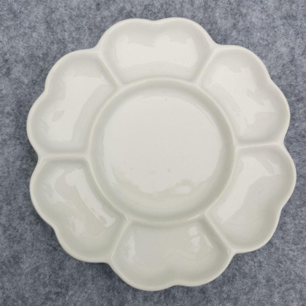 White Ceramic Paint Palette Portable Porcelain Palette Plum Blossom Paint Plate  Watercolor Dish