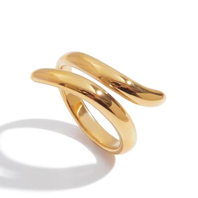 Youthway  Gold Plated Line Metal Ring Stainless Steel Waterproof Finger Jewelry Wholesale Adjustable Metal Open Ring