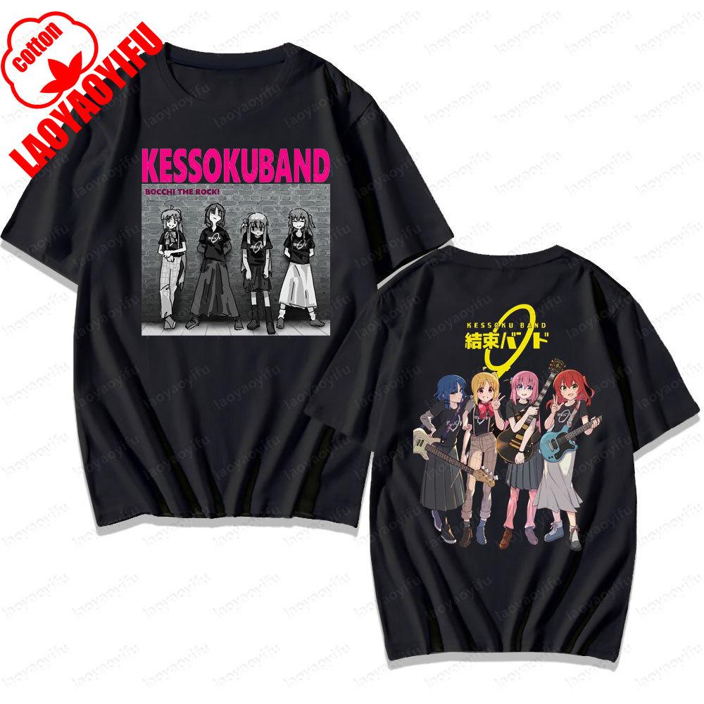 BOCCHI THE ROCK Band Printed Tshirt Rock and Roll Lover Men Women Casual Crewneck Tshirt Summer Daily Life Cotton Tee Tops