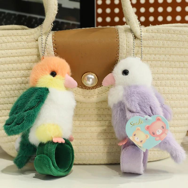 Mini Cute Bird Bracelet Plush Stuffed Toy Doll Kawaii Cartoon Snap Wristband Parrot Soft Plush Kid Birthday Festival Gift