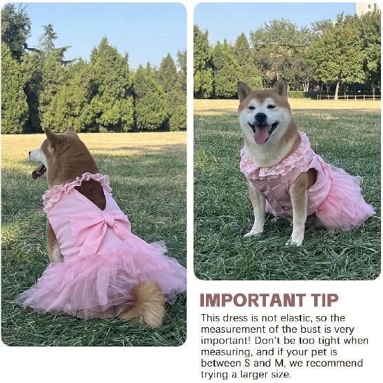 Luxury Dog Tulle Dress - Cute Princess Lace Wedding Dress with Flower Bowknot Multi-Layer Princess Tutu Skirt for Large Dogs - Pink, 2XL