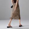 SOFSIL 2026 Summer Leopard Print Silk Straight Midi Skirt