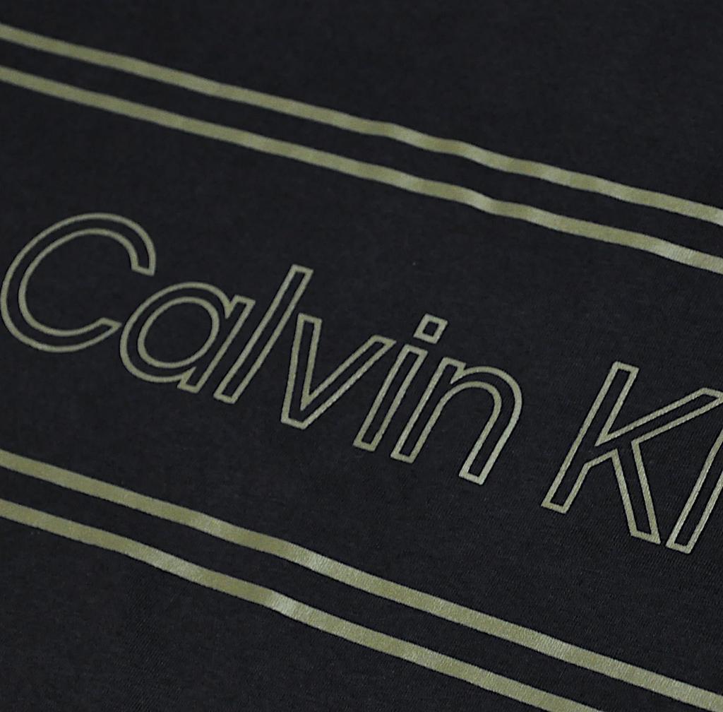 Calvin Klein Crew Neck Short Sleeve Khaki with Size M [Calvin Klein] Men's T-Shirt, Logo, Black, [Used]