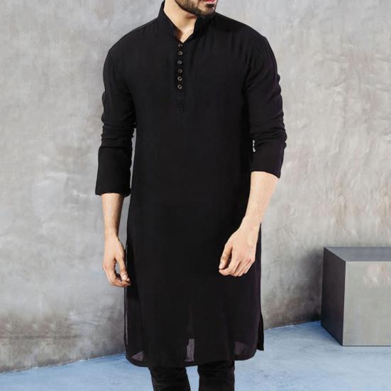 Pánská košile s dlouhým rukávem zapínání na knoflíky pánské dlouhé róby ležérní muži tradiční košile outdoor nabídka