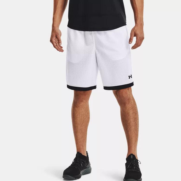 Under Armour Logo Print Breathable Woven Training Shorts Men Bottoms White 1361618-100