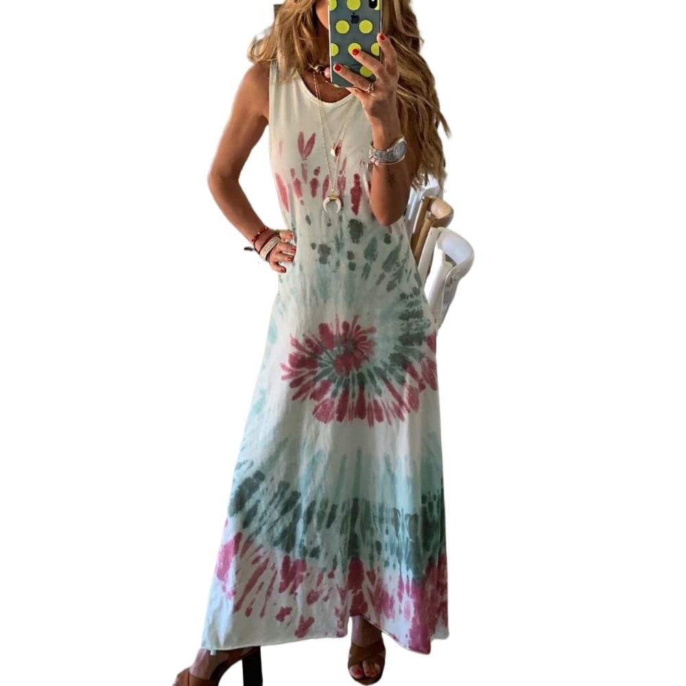 HNXC Damenmode Sommer Ärmellos O-Ausschnitt Freizeitkleider