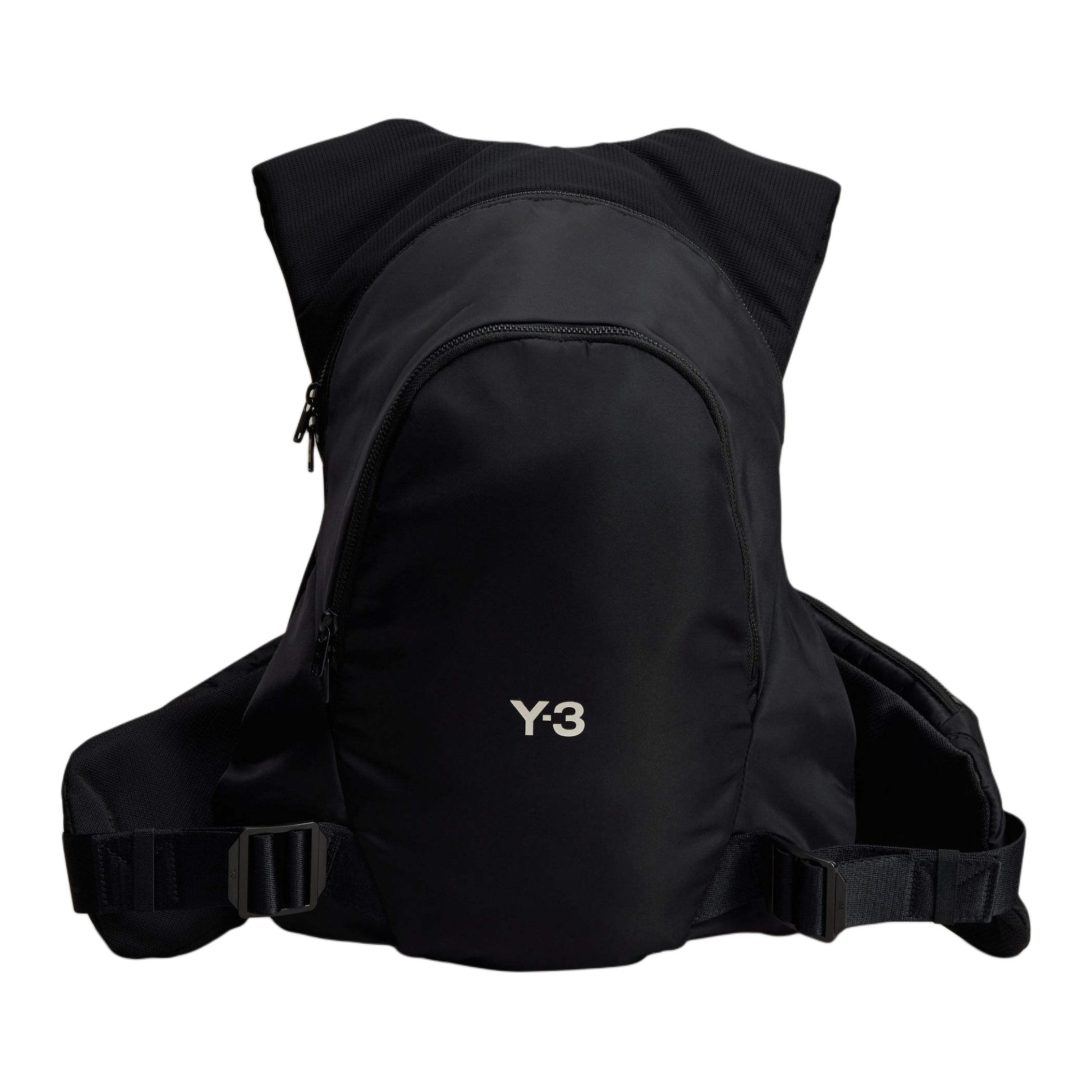 Y-3 Adidas Brand Logo Zipper Closure Polyester Backpack Unisex Backpack Black JD2907 Black