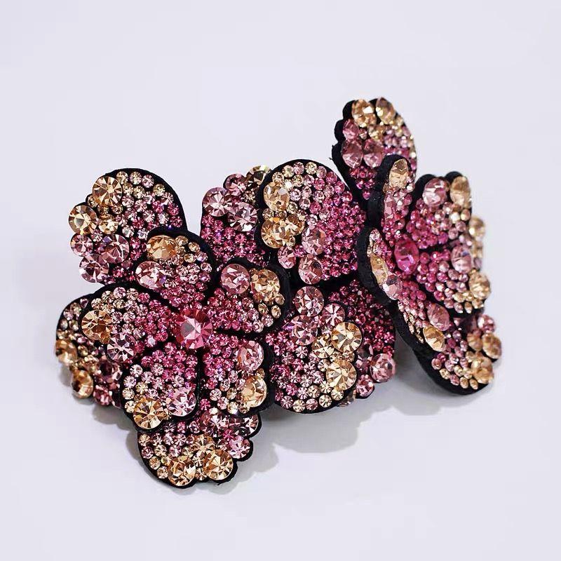 Fashion Rhinestone Flower Hair Clip for Women Korean Style New Headwear Female Top Hair Accessories Mother's Curly Hairpins