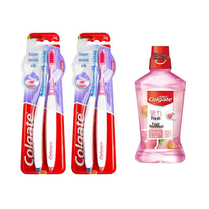 Набор Colgate Зубная щетка для ухода за деснами и Освежающий фруктовый ополаскиватель для полости рта