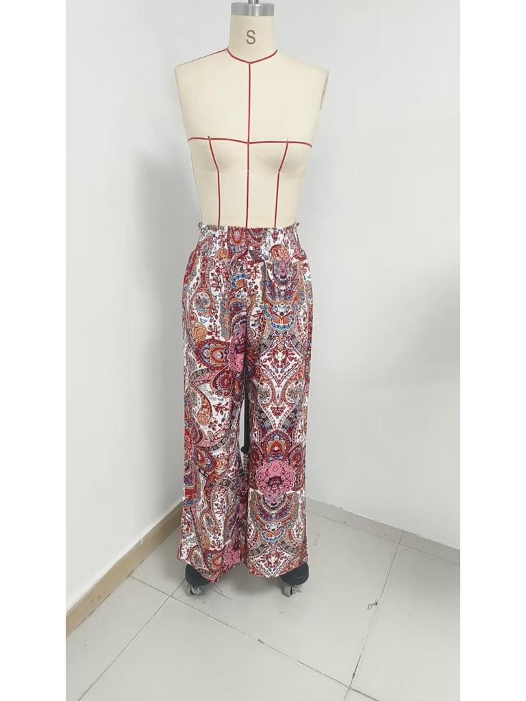 European & American Women's Summer 2026 Versatile Fashion Printed Wide-Leg Casual Pants