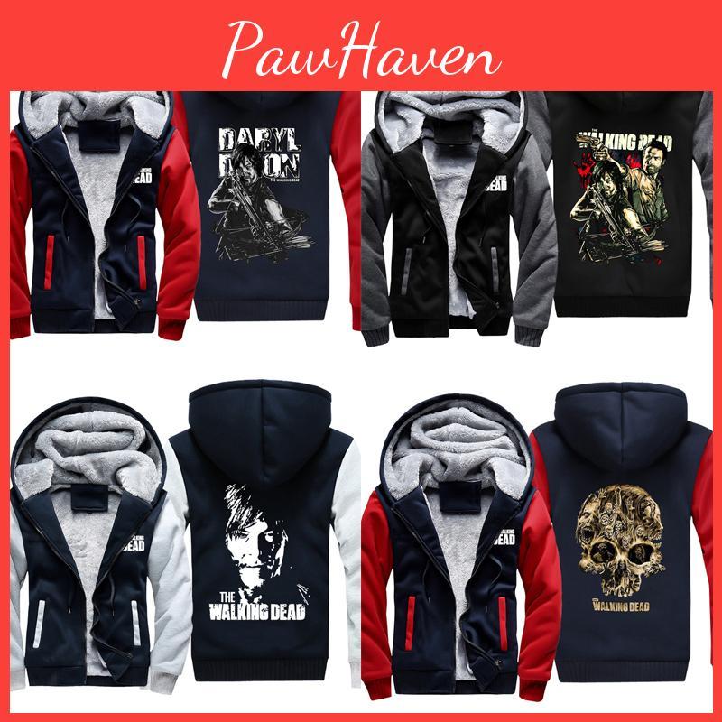 Cozy And Warm The Walking Dead Print Sweatshirts For Men With Ribbed Cuffs