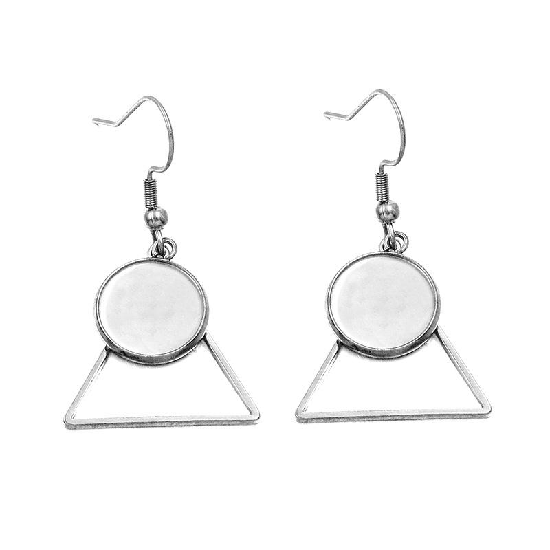10 Styles Stainless Steel 12mm Time Gem Base Geometric Irregular Earring Hook Pendant