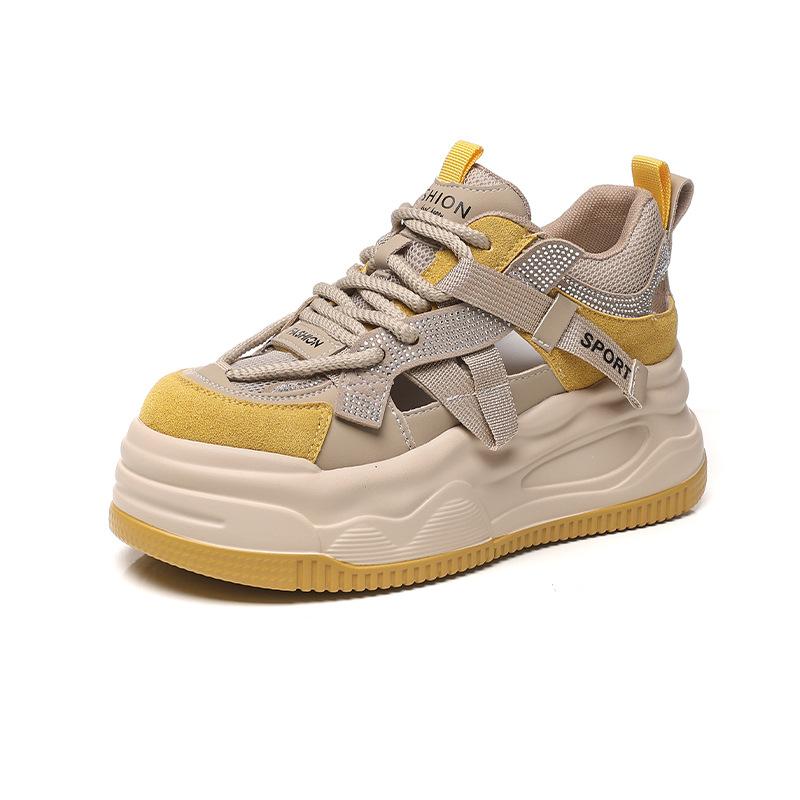 Spring New Breathable Little White Shoes Women's Korean Version of Versatile Thicksoled Casual Shoes Sports Hollow Running Muffin Bottom