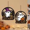 Round Halloween Ghost Door Hanger Hollow Out Halloween Front Door Decor  Garden Yard Decor