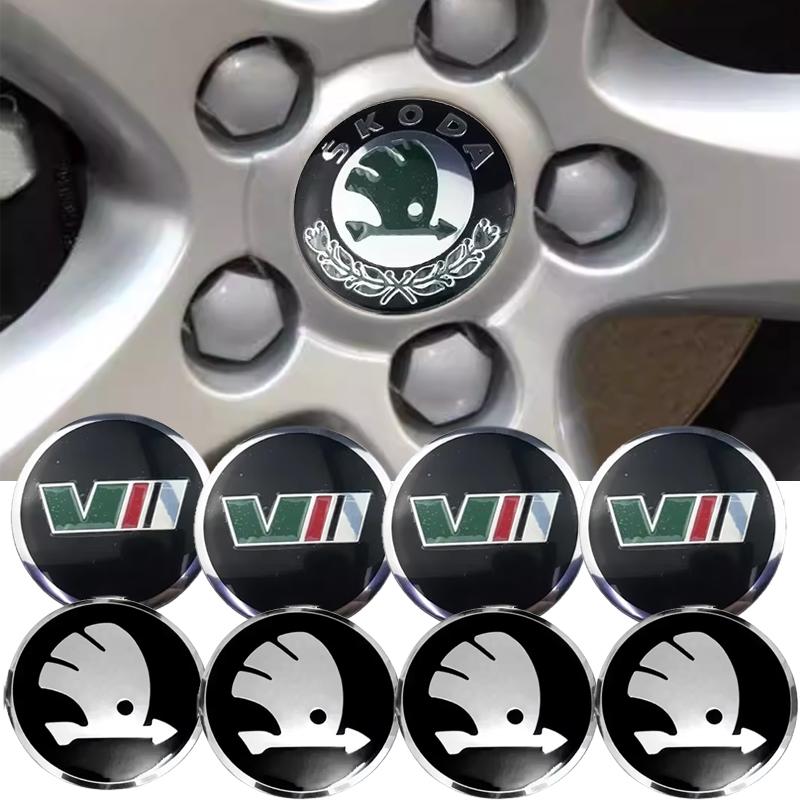 2025 Hot 56mm Car Wheel Center Cover Hub Sticker for SKODA Fabia Superb Citigo Rapid Yeti Octavia Kamiq Vision S Kodiak Logo Acc