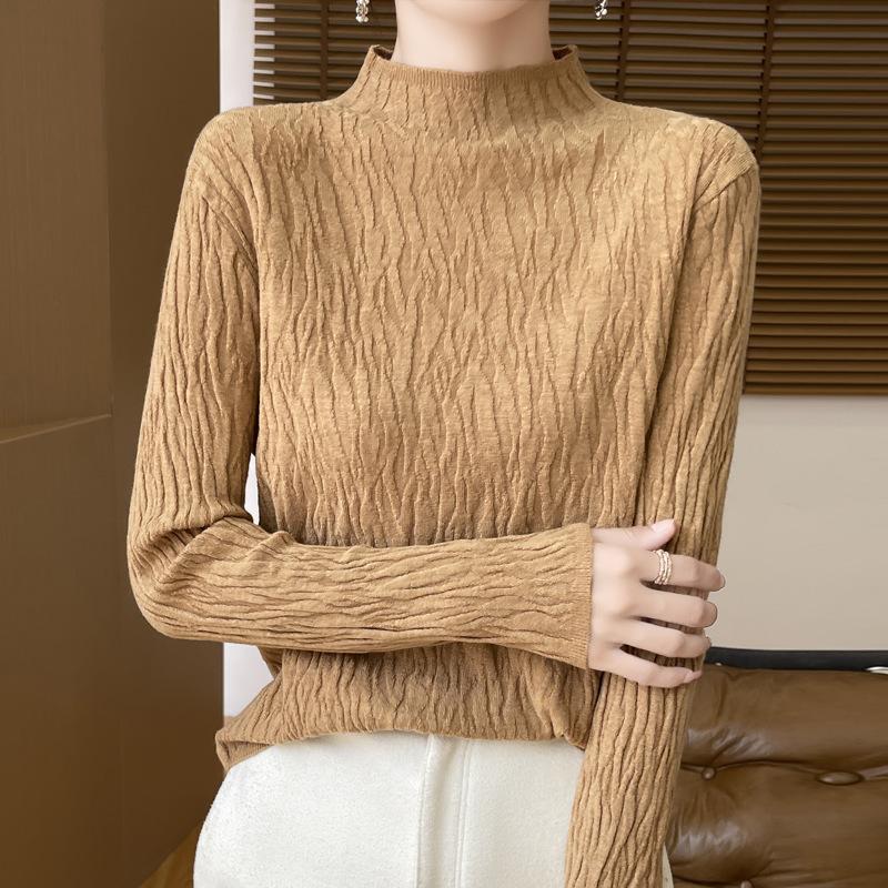 Autumn and Winter Pullover Sweater Women's Half-high Neck Knit Slim Bottoming Shirt