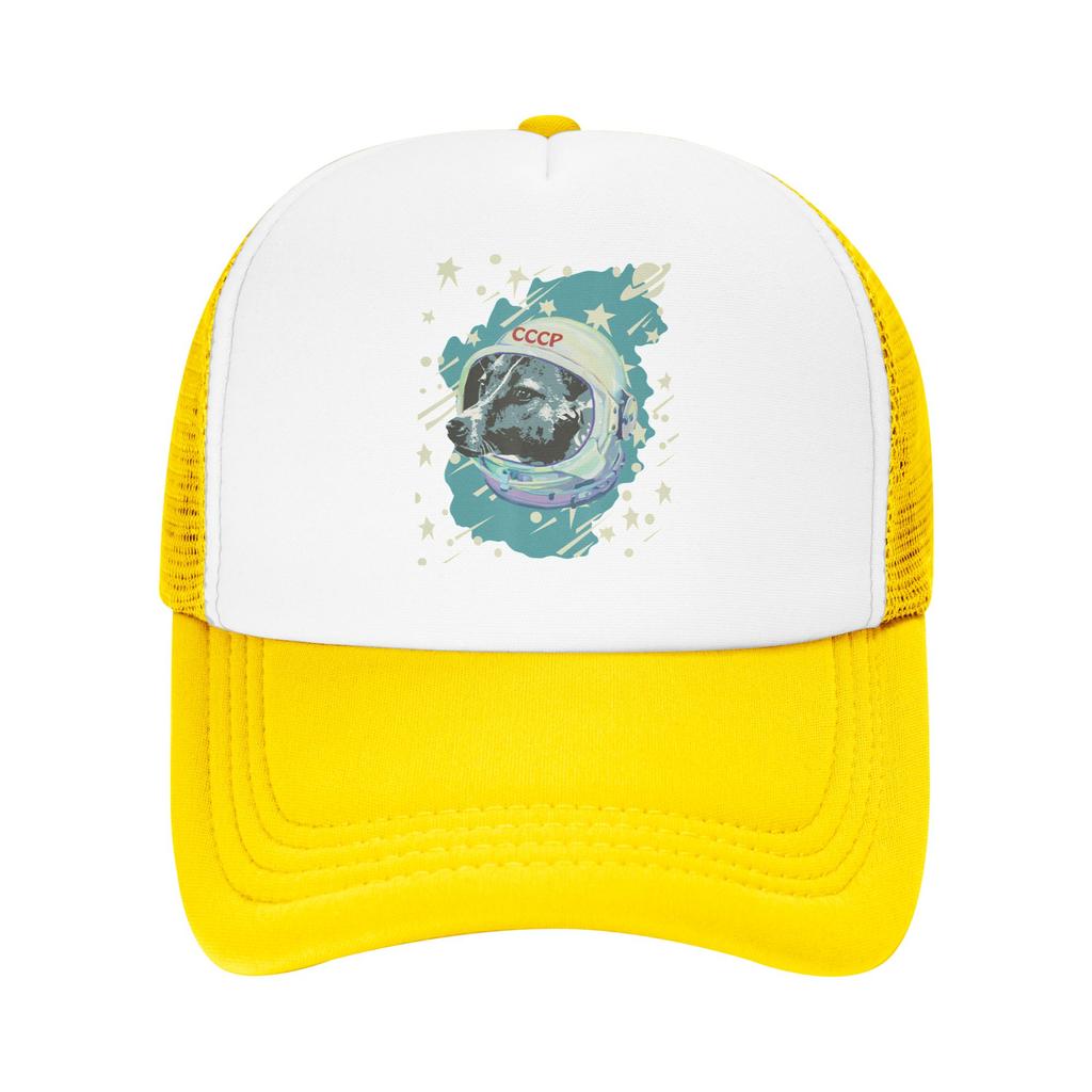 Laika Dog Sputnik Space Dog Space Travel USSR CCCP Mesh Baseball Cap Unisex HipHop Sun Hats Hat Breathable Summer Trucker Caps