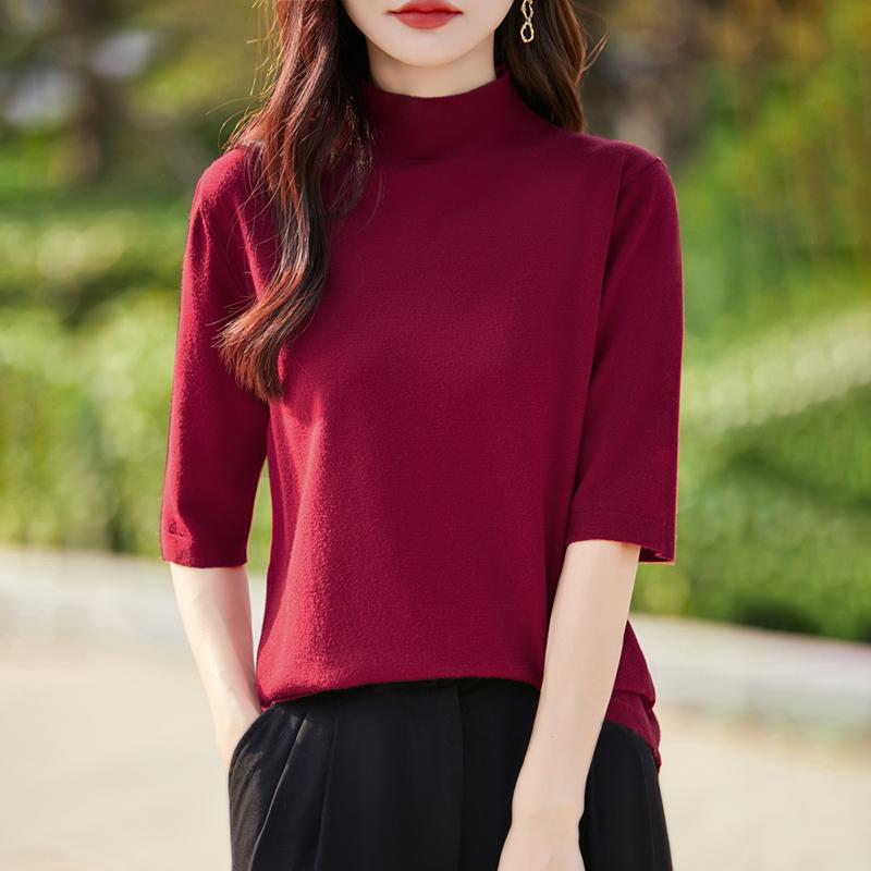 

Всесезонный женский свитер из 50% шерсти и 50% шелка | Легкий теплый свитер из смеси | Роскошный трикотаж из кашемира и шелка L красный