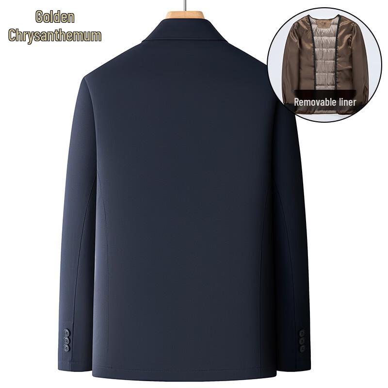 Men's Mid-Length Lapel Commuter Jacket with Detachable Thermal Lining