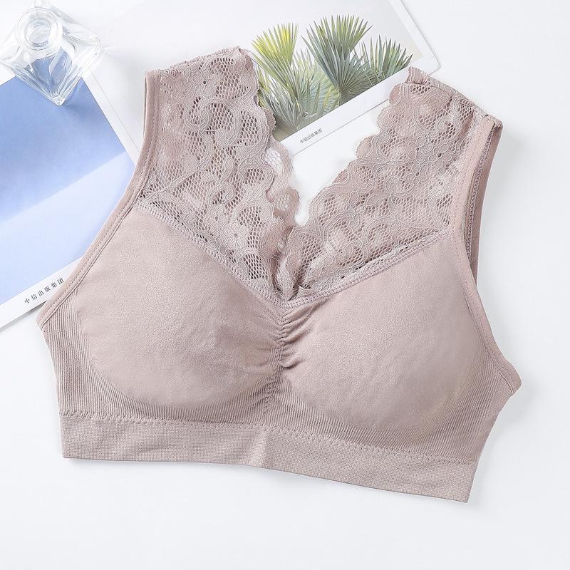 Nahtloser hochelastischer Spitzen-BH ohne Träger und Camisole