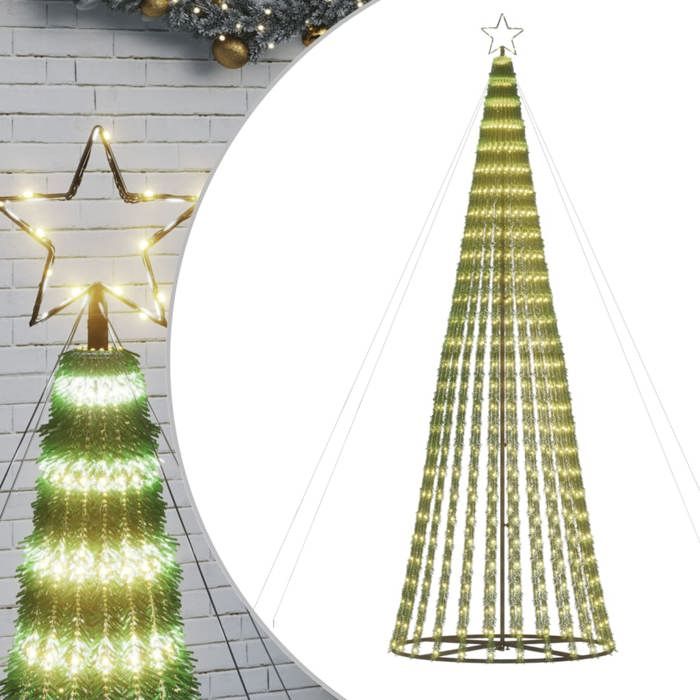 VidaXL Sapin de Noël à LED 688 LED blanc chaud 300 cm, décoration de Noël, lumière LED, lumière de Noël extérieure, cône de 358068