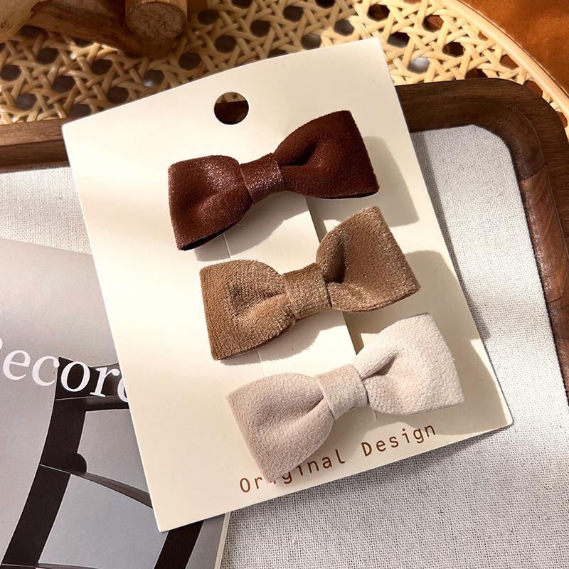 

Бархатная заколка для волос с бантиком, маленькая челка, заколка сбоку, милая заколка для волос, аксессуар для волос для девочек