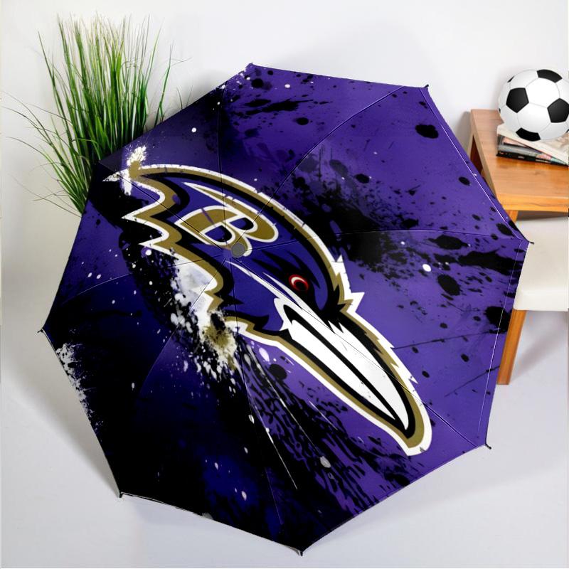 Football Ravens Logo Umbrella 8-Frame for Travel, Camping, Casual Lightweight Portable Umbrella, Essential for Every Family Holidays Gift