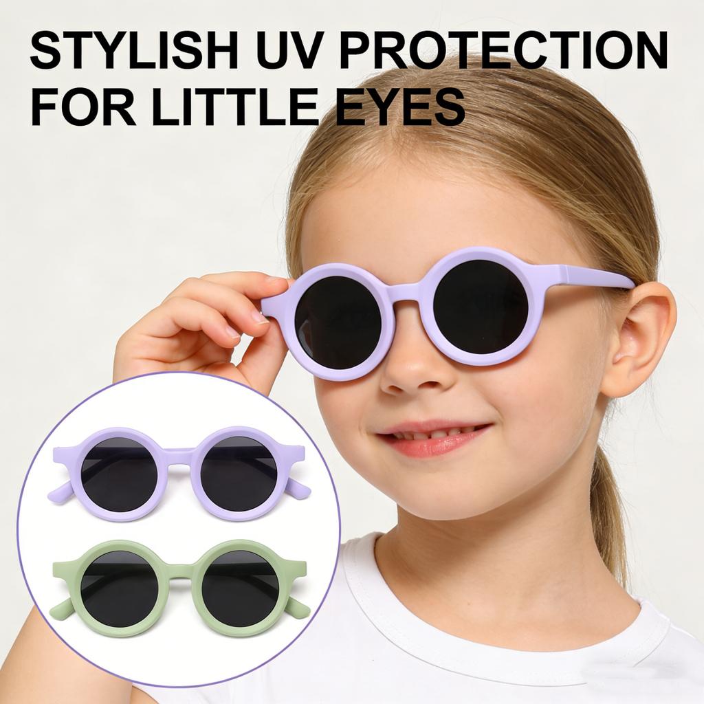 Children'S Sun Glasses Retro Uv400 Sun Glasses Round Frame Sun Glasses Bpa-Free Flexible Tpee Sunglasses For Travel School Daily