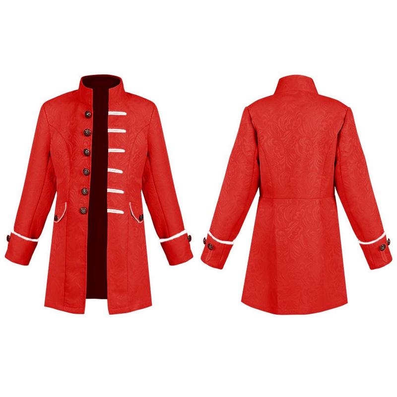 2022 New Fashion European And American Boys' Formal Coat In Solid Color Stylish Steampunk Retro Stand Collar