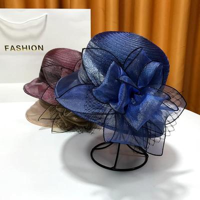 Outdoor Elegant Sunscreen Hat Flower Bow Beach Hat UV Resistant French Top Hat