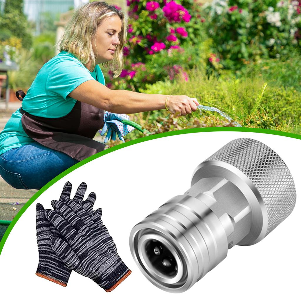 Garden Hose To Mini Power Washer Adapter 3/4'' GHT To 1/4'' Quick Connector Stainless Steel Car Washing Nozzle & Hose Attachment