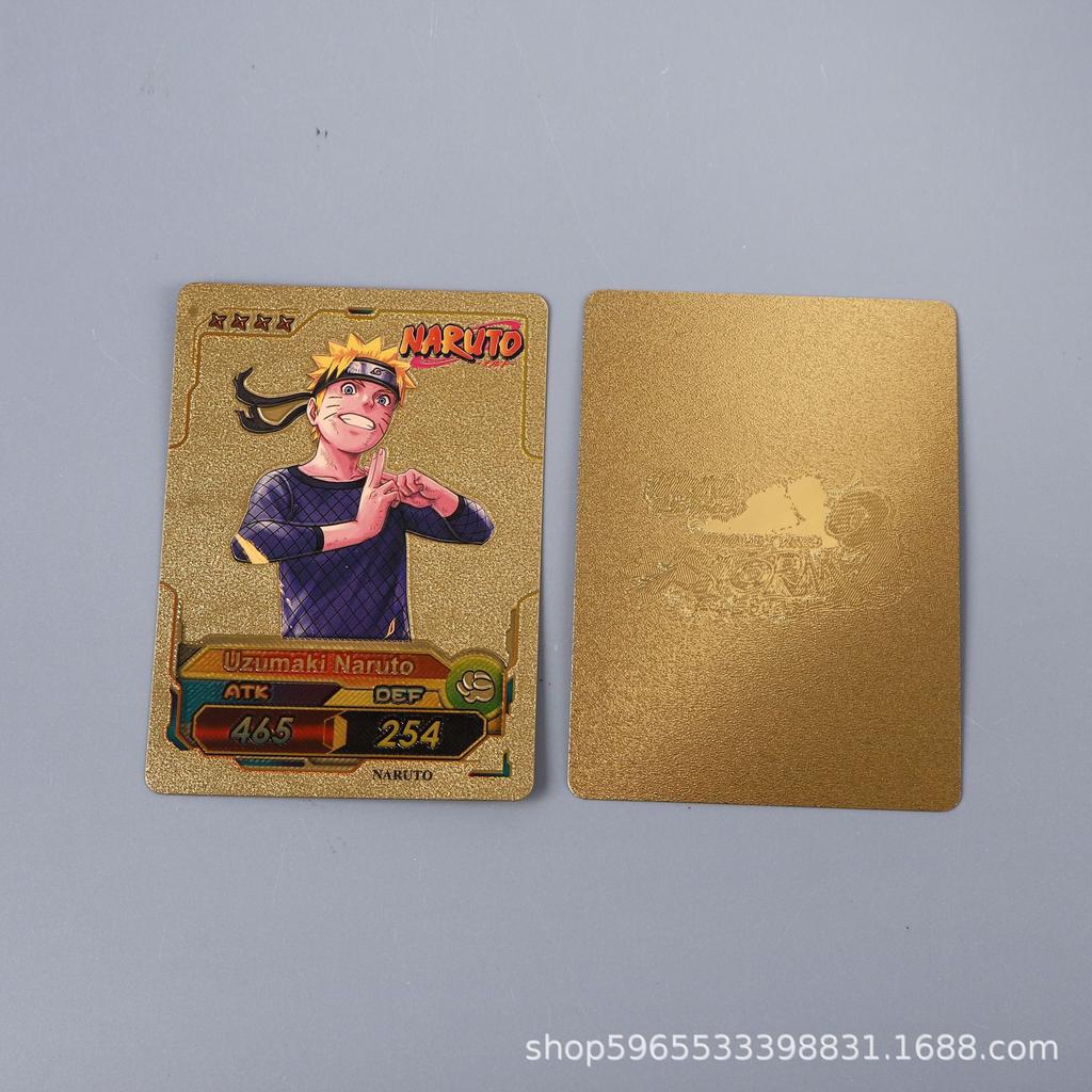 55 Piezas Tarjeta Naruto Dorada Serie Inglesa Kakashi Uchiha Sasuke Rara Colección Combate Regalo para Fan Infantil Juego de Mesa Juguete