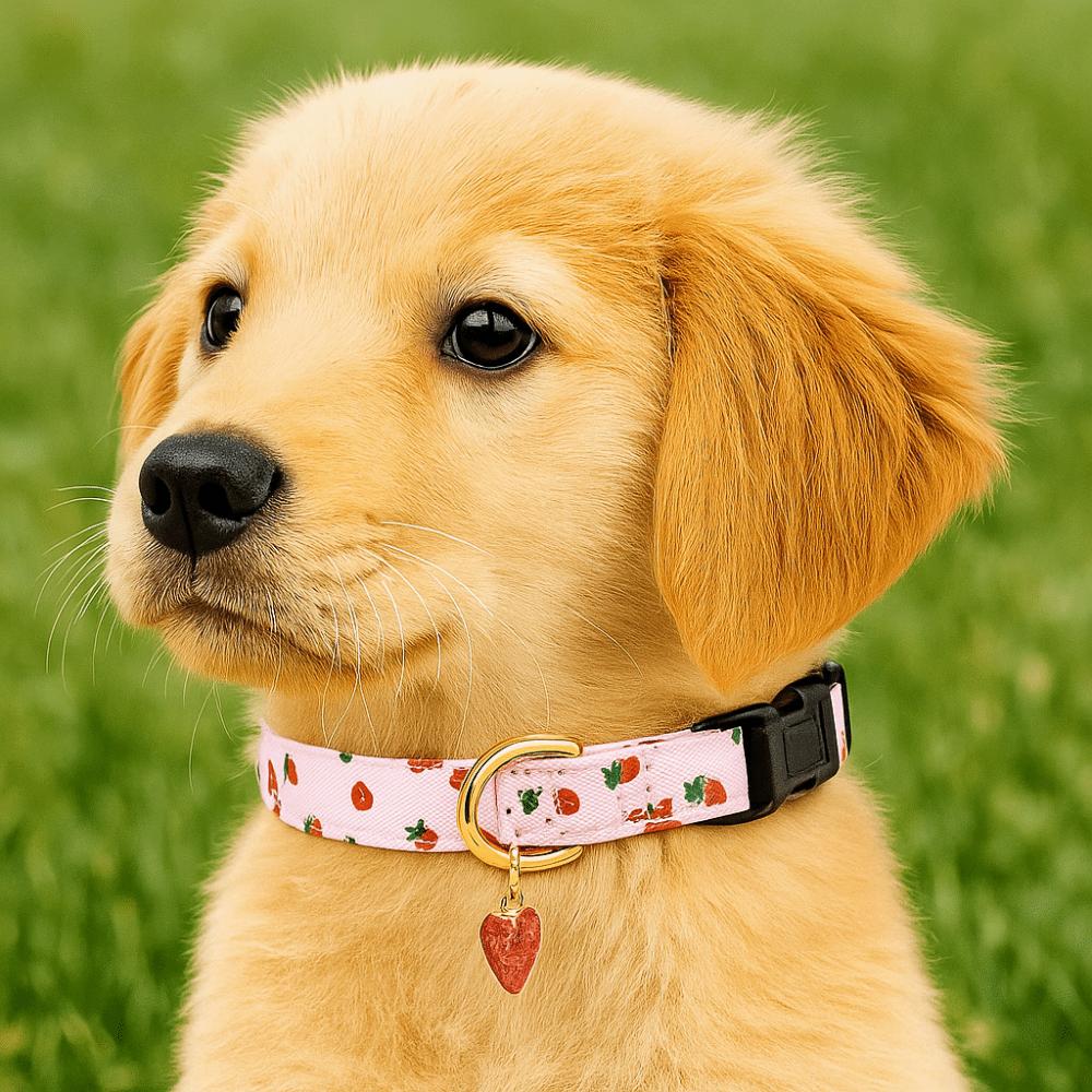 Fruit Print Dog Strawberries Collar Soft Adjustable Dog Necklace Comfortable with Pendant Cat Watermelon Collar Pet Accessories