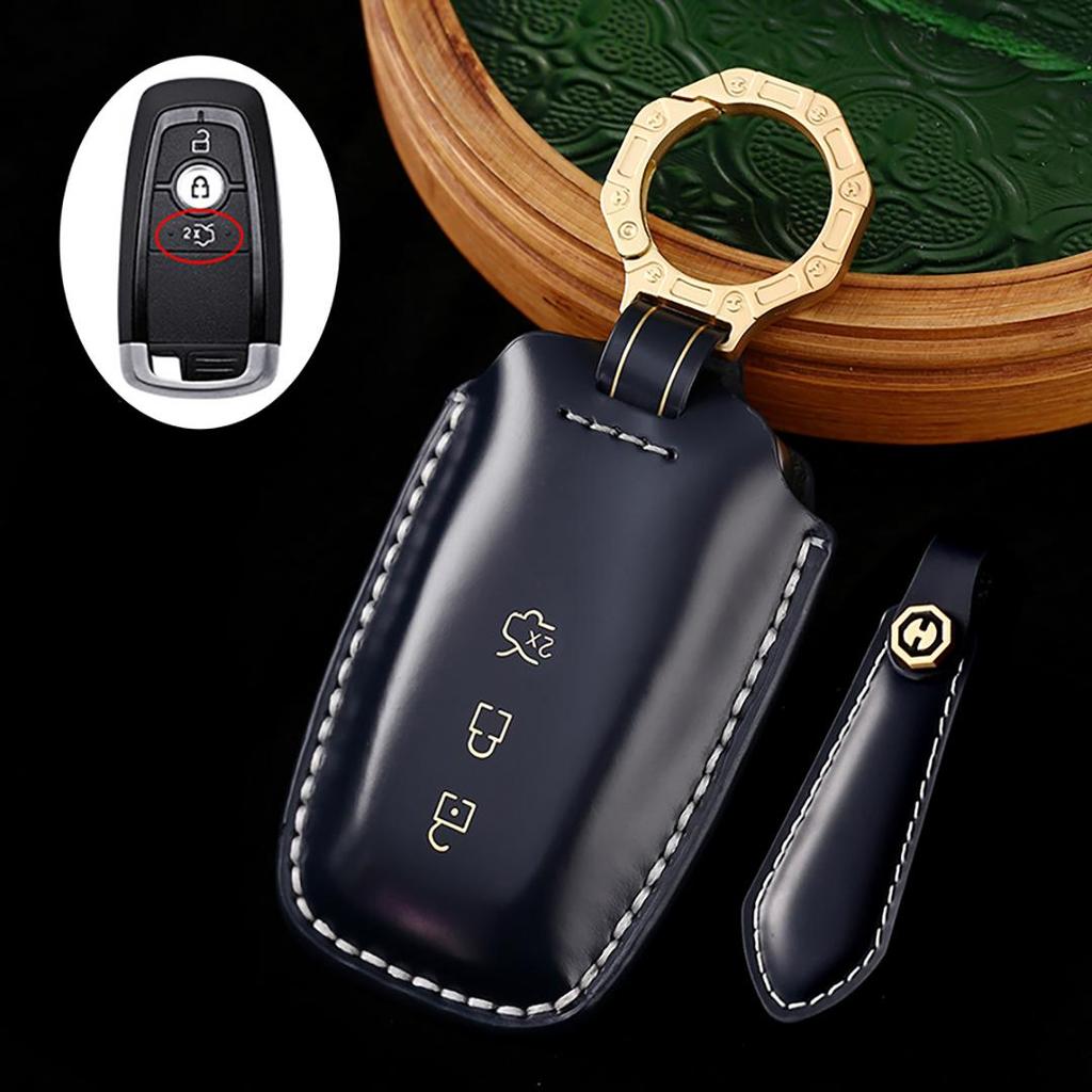 New Style Ford Lincoln Mondeo Explorer Aviator Handmade Cowhide High-End Car Key Cover Car Key Case