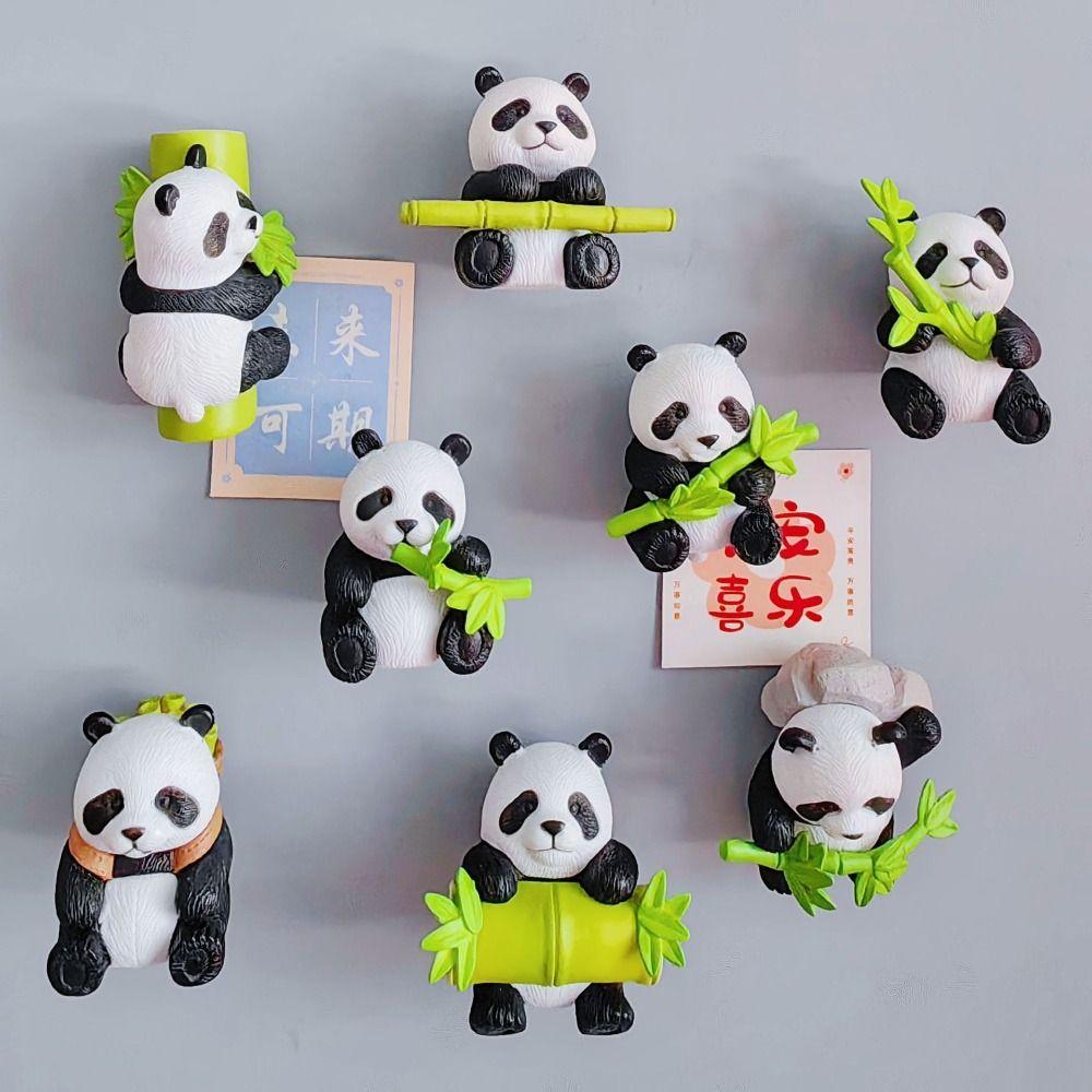8pcs Cartoon Panda Ornament Lifelike Panda Statue Animal Dolls Miniature Panda Figurines  Yard