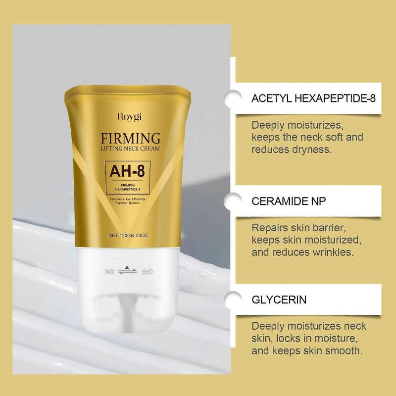 AH-8 Firming Neck Cream for Crepey Skin Care, Neck Tightening Cream, Double Roller Massage, Hexapeptide Anti-Aging Neck Cream, Lifting & Firming