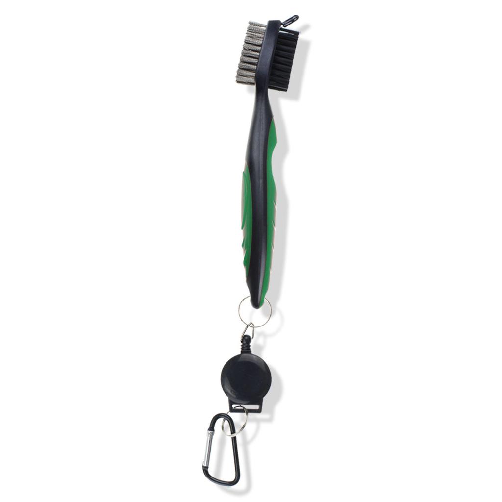 Golf Club Brush Club Cleaner with 2 Ft Retractable Extension Cord and Aluminum Carabiner Golf Bag Accesso