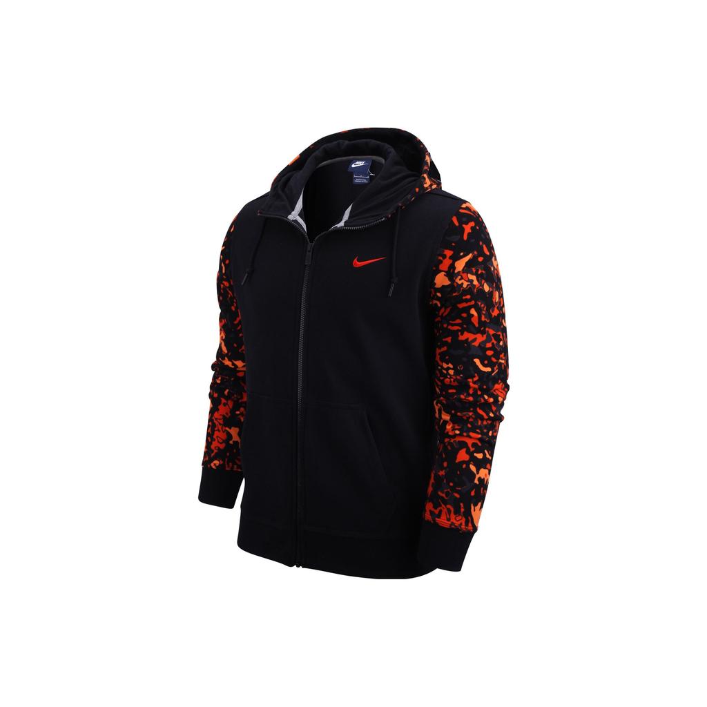 Nike Logo Print Zip-Up Hoodie Jacket Men Outerwear Black 679397-021