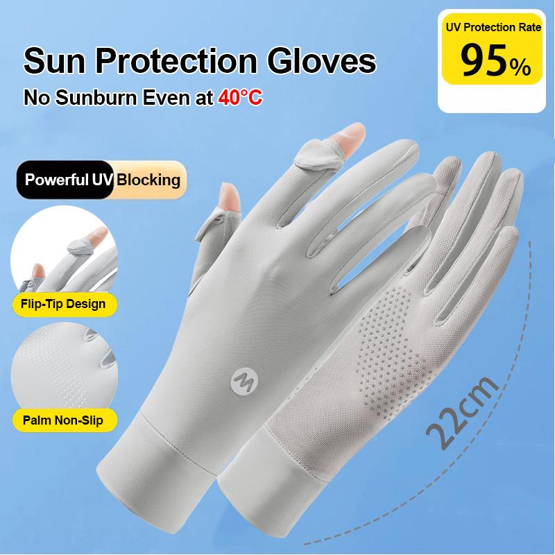 UV Protection Women's Gloves Summer Cycling Flip-Tip Touchscreen Ice Silk Driving Non-slip Golf Stretchy Breathable Hiking Glove